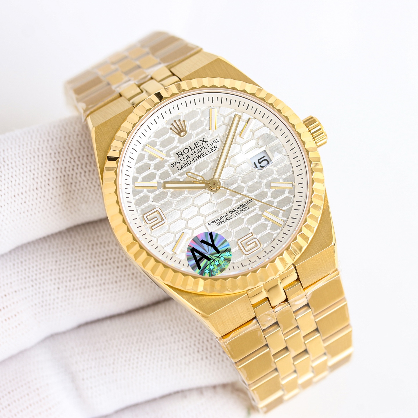 Replica Rolex Land-Dweller Wrist Watch 7135 Movement Sapphire Glass Golden Color 904 Stainless Watch Band & Case Automatic Netby