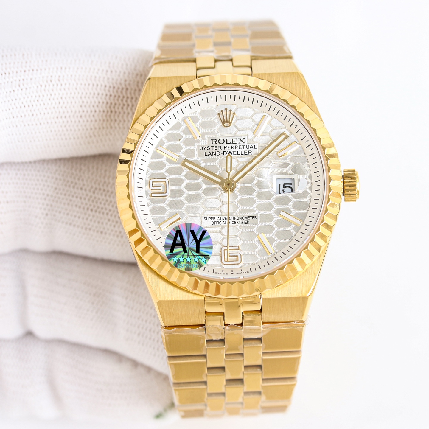 Replica Rolex Land-Dweller Wrist Watch 7135 Movement Sapphire Glass Golden Color 904 Stainless Watch Band & Case Automatic Netby
