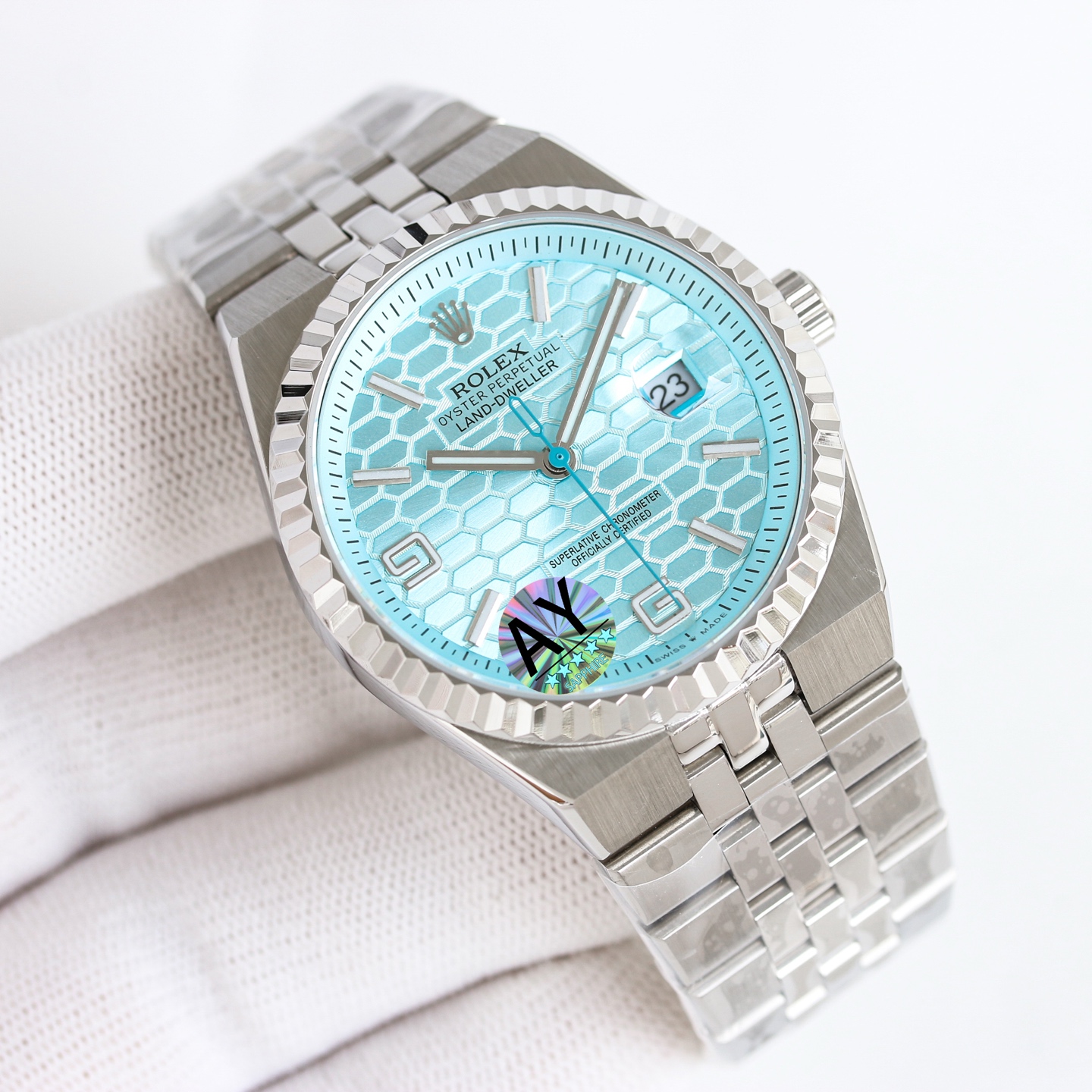 Replica Rolex Land-Dweller Wrist Watch 7135 Movement Sapphire Glass Silver Color 904 Stainless Watch Band & Case Automatic Netby