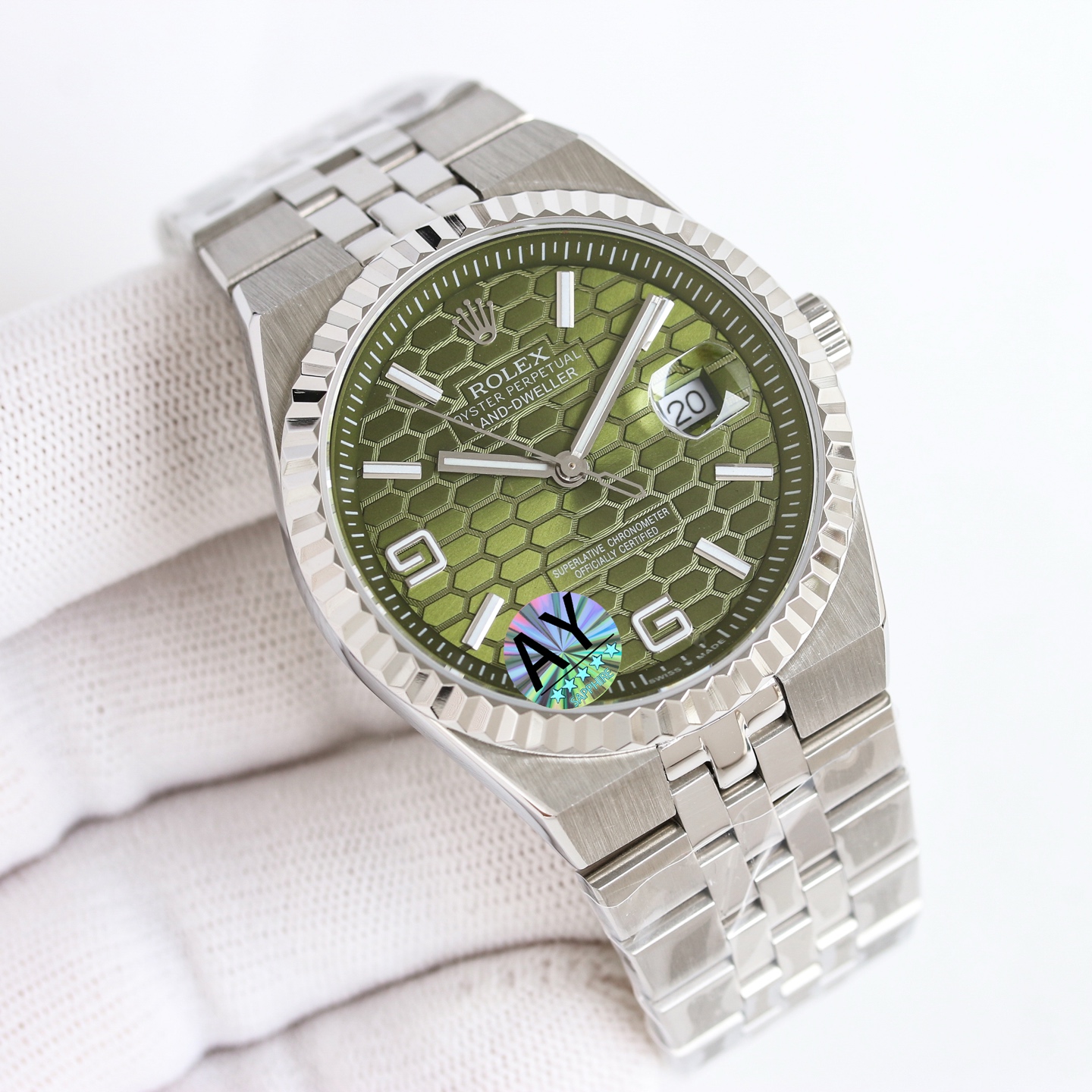 Replica Rolex Land-Dweller Wrist Watch 7135 Movement Sapphire Glass Silver Color 904 Stainless Watch Band & Case Automatic Netby