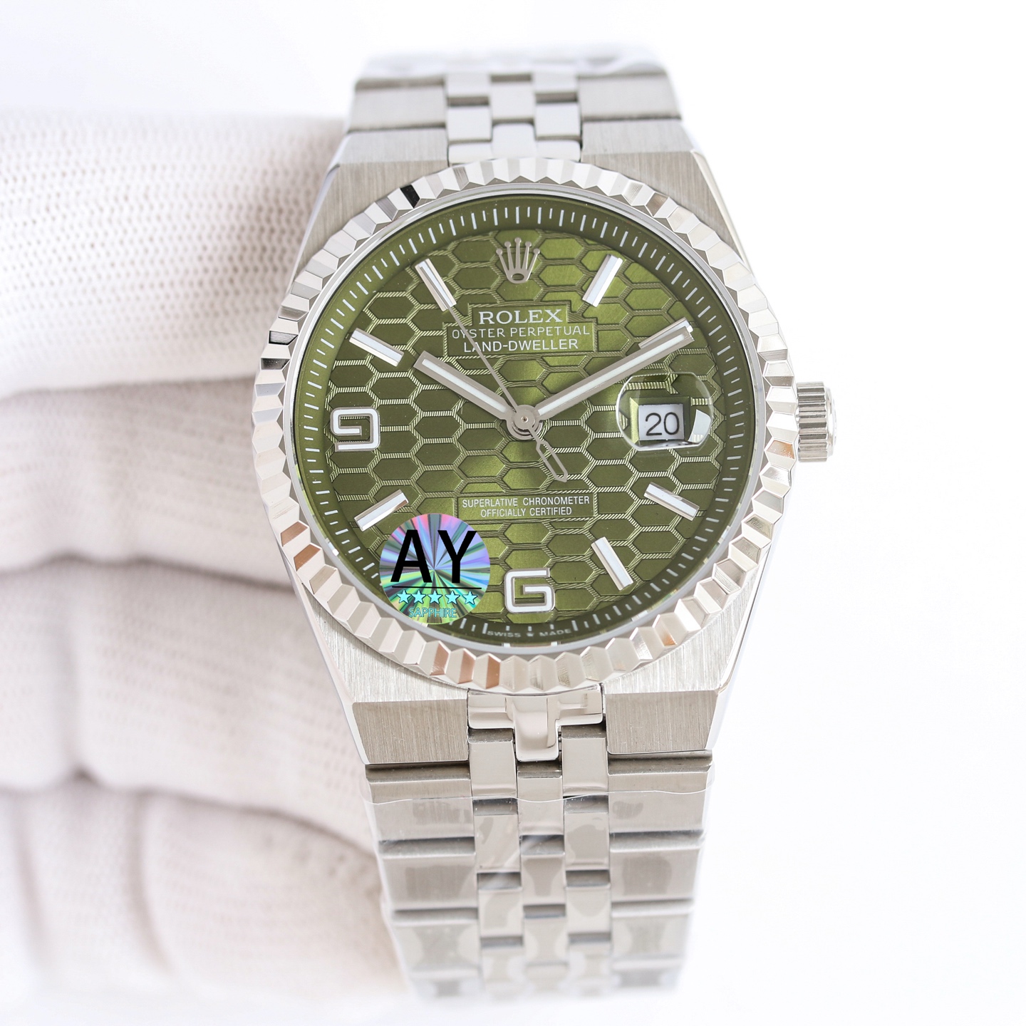 Replica Rolex Land-Dweller Wrist Watch 7135 Movement Sapphire Glass Silver Color 904 Stainless Watch Band & Case Automatic Netby