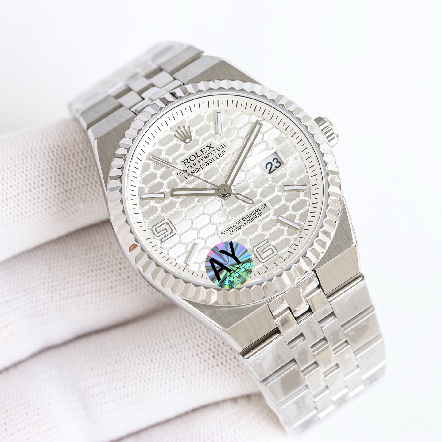 Replica Rolex Land-Dweller Wrist Watch 7135 Movement Sapphire Glass Silver Color 904 Stainless Watch Band & Case Automatic Netby