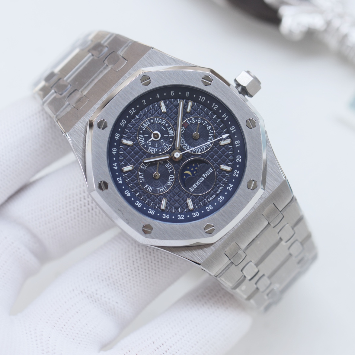 AP AUDEMARS PIGUET Royal Oak Wrist Watch 3841 Movement Crystal Glass Stainless Watch Band & Case Dark Blue Dial Plate Automatic Netby