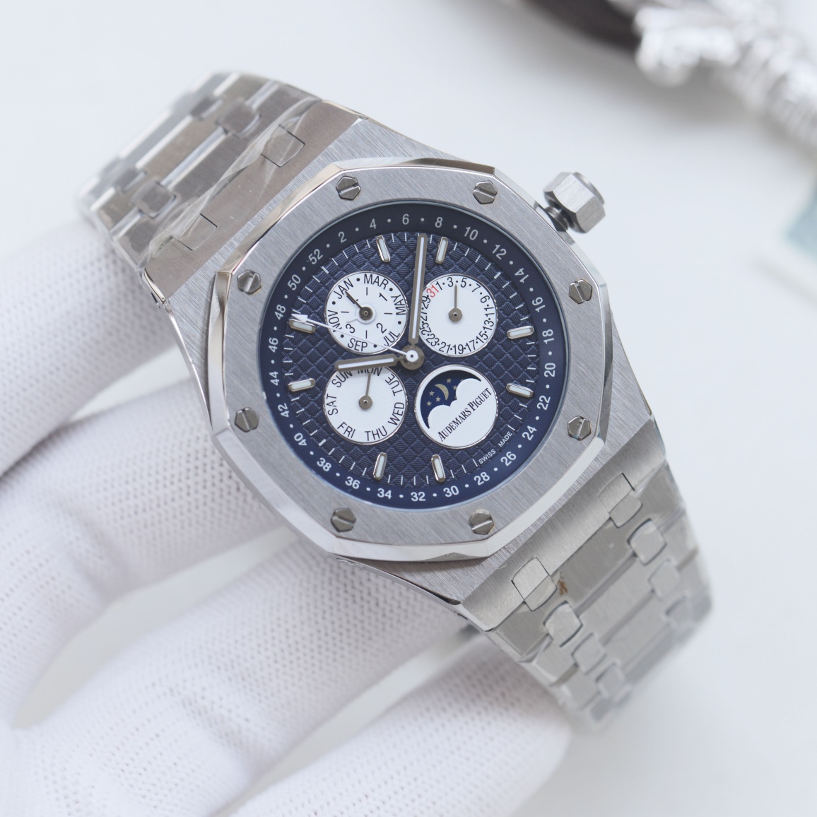AP AUDEMARS PIGUET Royal Oak Wrist Watch 3841 Movement Crystal Glass Stainless Watch Band & Case Dark Blue Dial Plate Automatic Netby