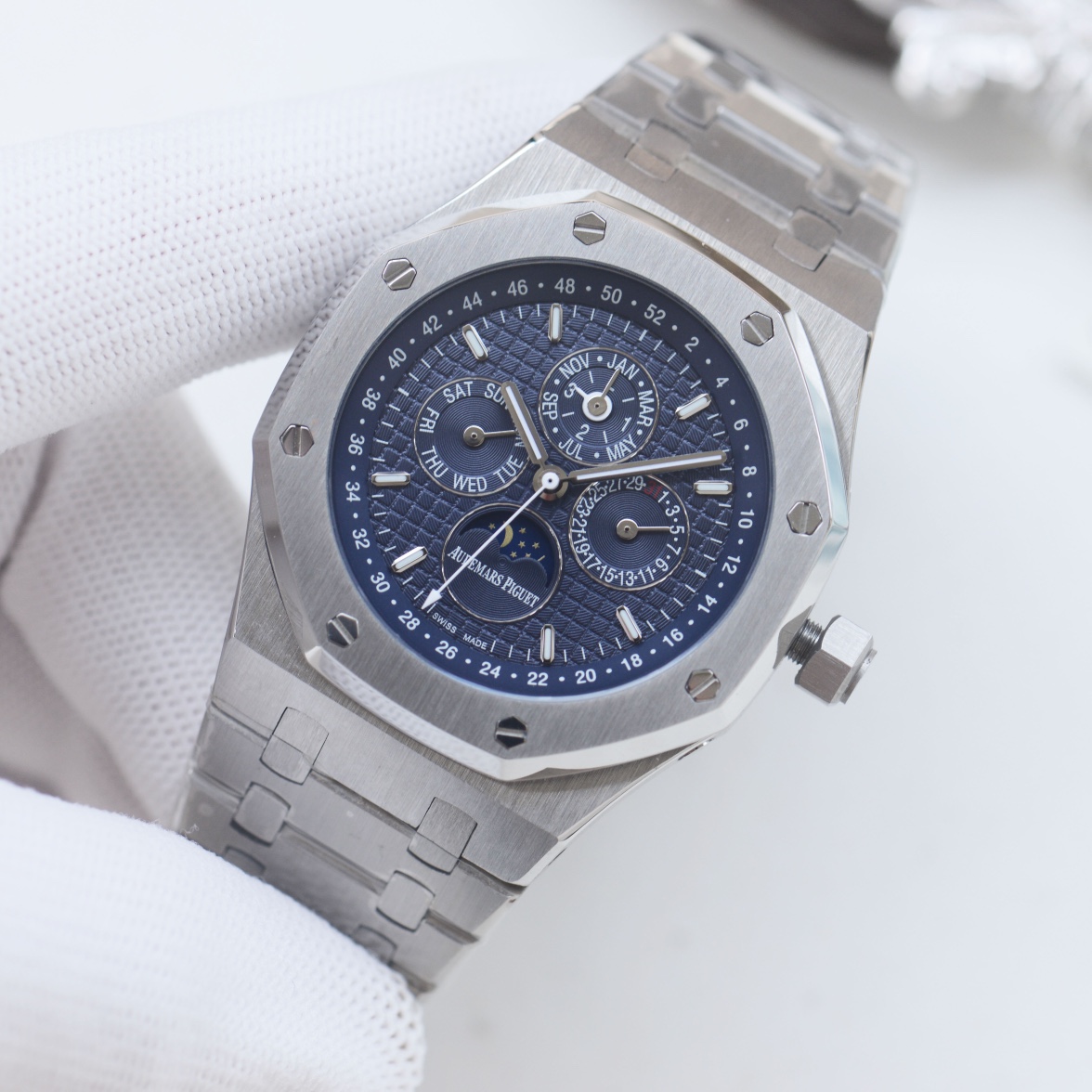 AP AUDEMARS PIGUET Royal Oak Wrist Watch 3841 Movement Crystal Glass Stainless Watch Band & Case Dark Blue Dial Plate Automatic Netby