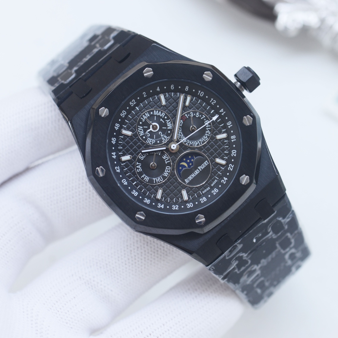 AP AUDEMARS PIGUET Royal Oak Wrist Watch 3841 Movement Crystal Glass Stainless Watch Band & Case Black Dial Plate Automatic Netby