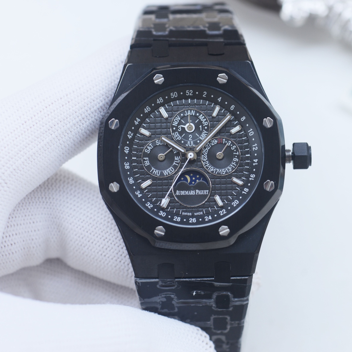 AP AUDEMARS PIGUET Royal Oak Wrist Watch 3841 Movement Crystal Glass Stainless Watch Band & Case Black Dial Plate Automatic Netby