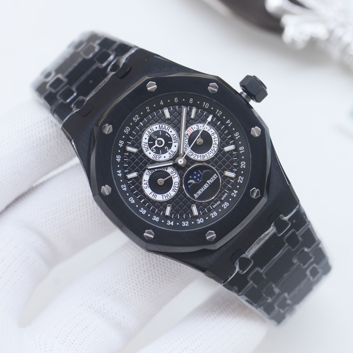 AP AUDEMARS PIGUET Royal Oak Wrist Watch 3841 Movement Crystal Glass Stainless Watch Band & Case Black Dial Plate Automatic Netby