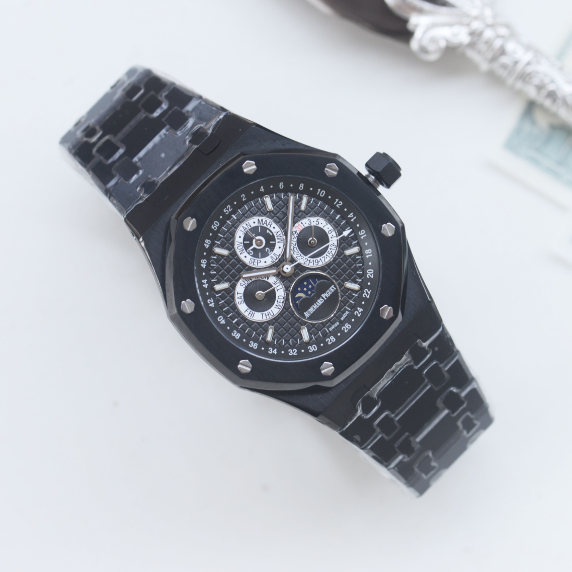 AP AUDEMARS PIGUET Royal Oak Wrist Watch 3841 Movement Crystal Glass Stainless Watch Band & Case Black Dial Plate Automatic Netby