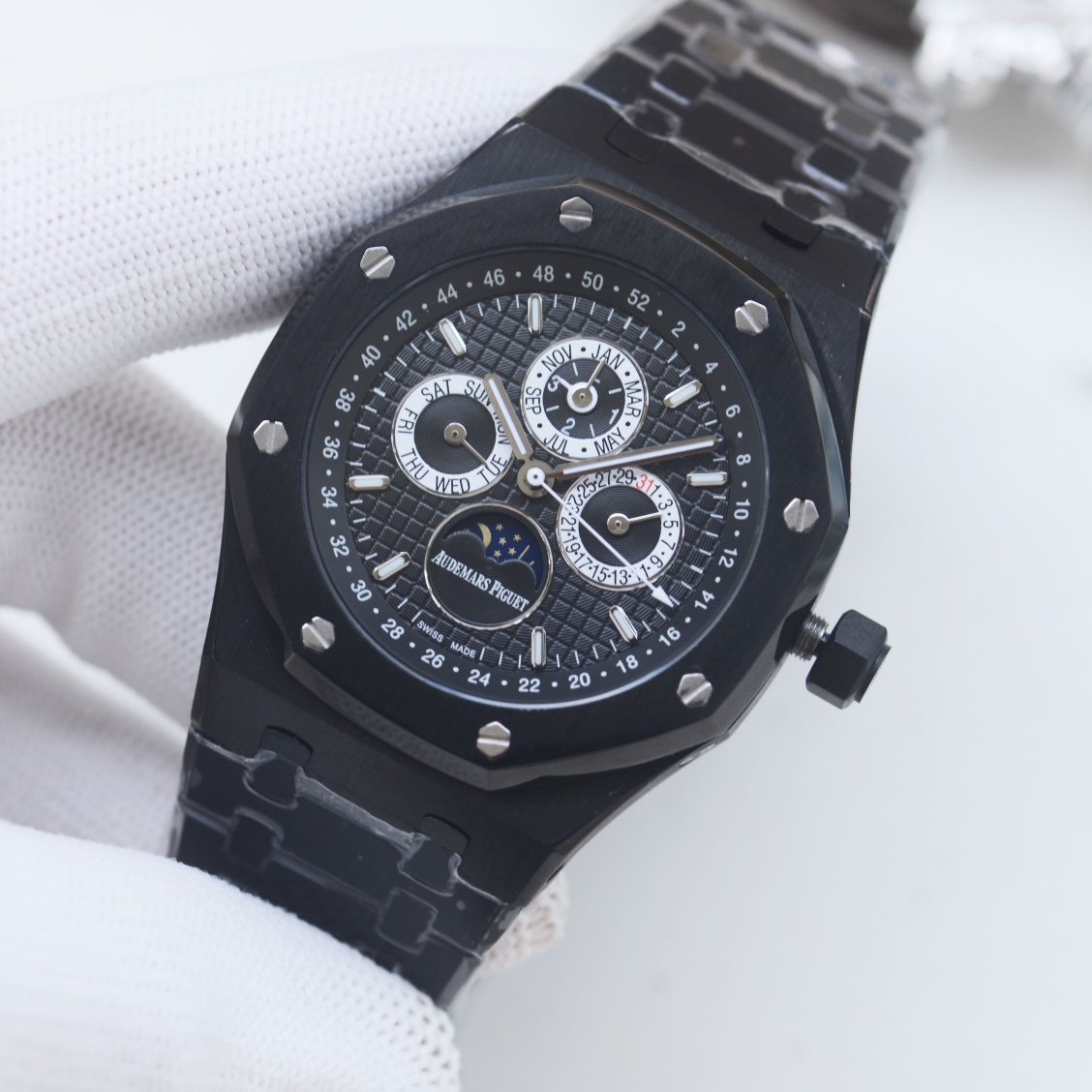 AP AUDEMARS PIGUET Royal Oak Wrist Watch 3841 Movement Crystal Glass Stainless Watch Band & Case Black Dial Plate Automatic Netby