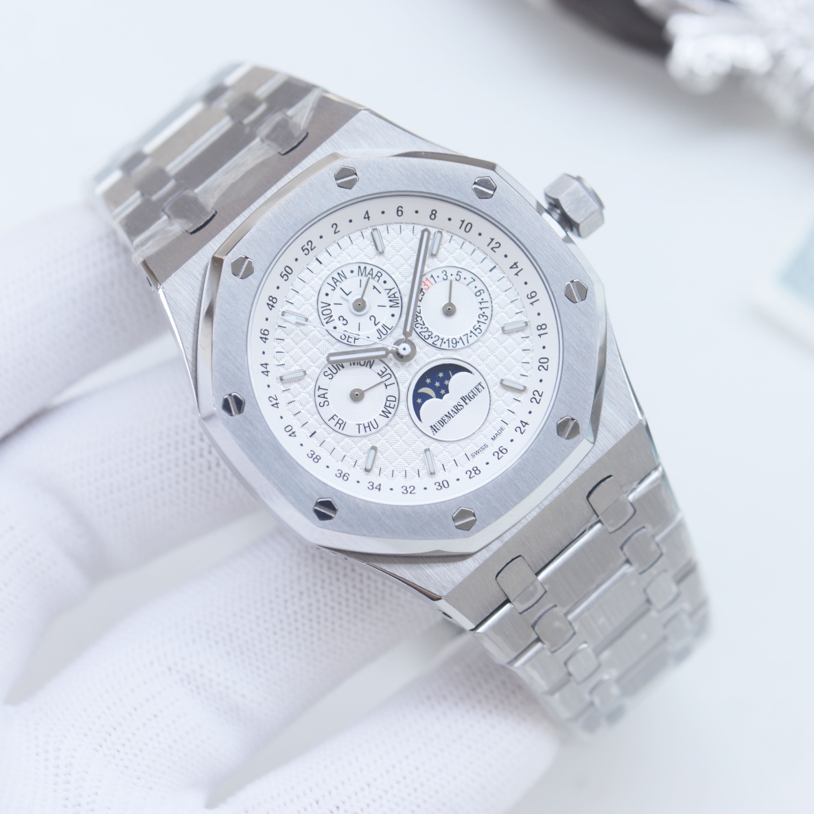 AP AUDEMARS PIGUET Royal Oak Wrist Watch 3841 Movement Crystal Glass Stainless Watch Band & Case White Dial Plate Automatic Netby