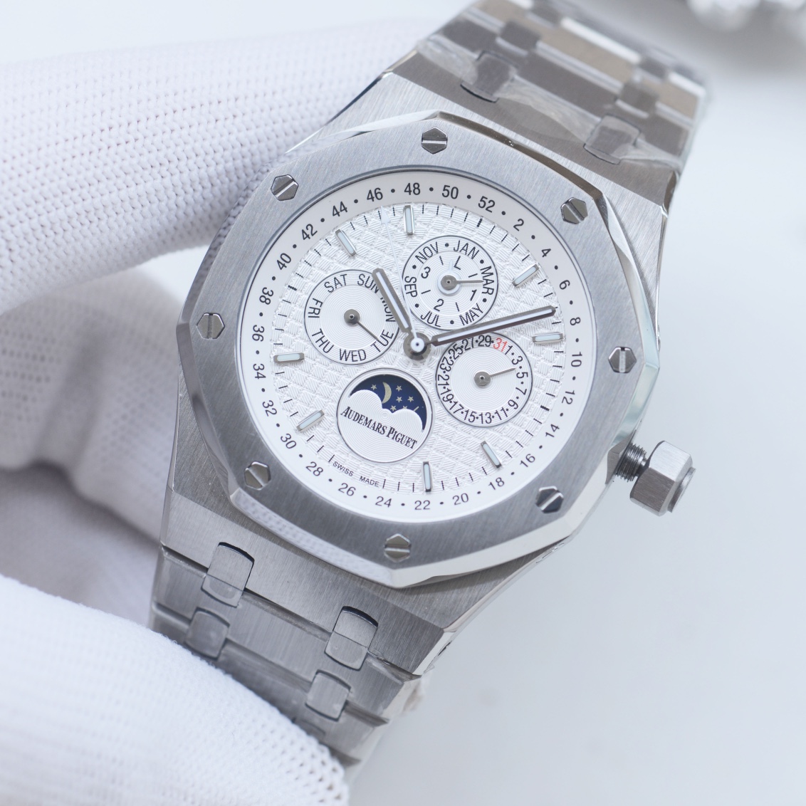 AP AUDEMARS PIGUET Royal Oak Wrist Watch 3841 Movement Crystal Glass Stainless Watch Band & Case White Dial Plate Automatic Netby