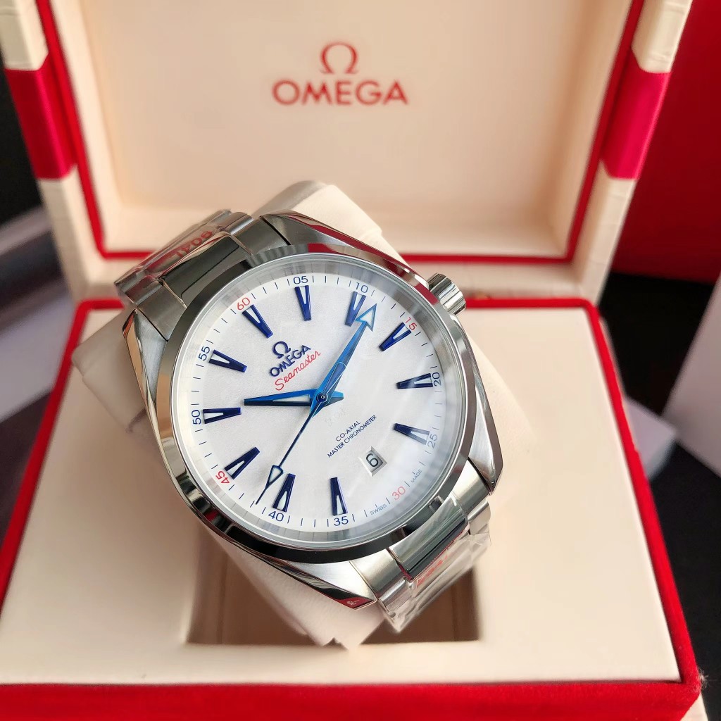 OMEGA SEAMASTER Aqua Terra Wrist Watch 8215 Movement Crystal Glass Stainless Watch Band & Case White Dial Plate Automatic Netby