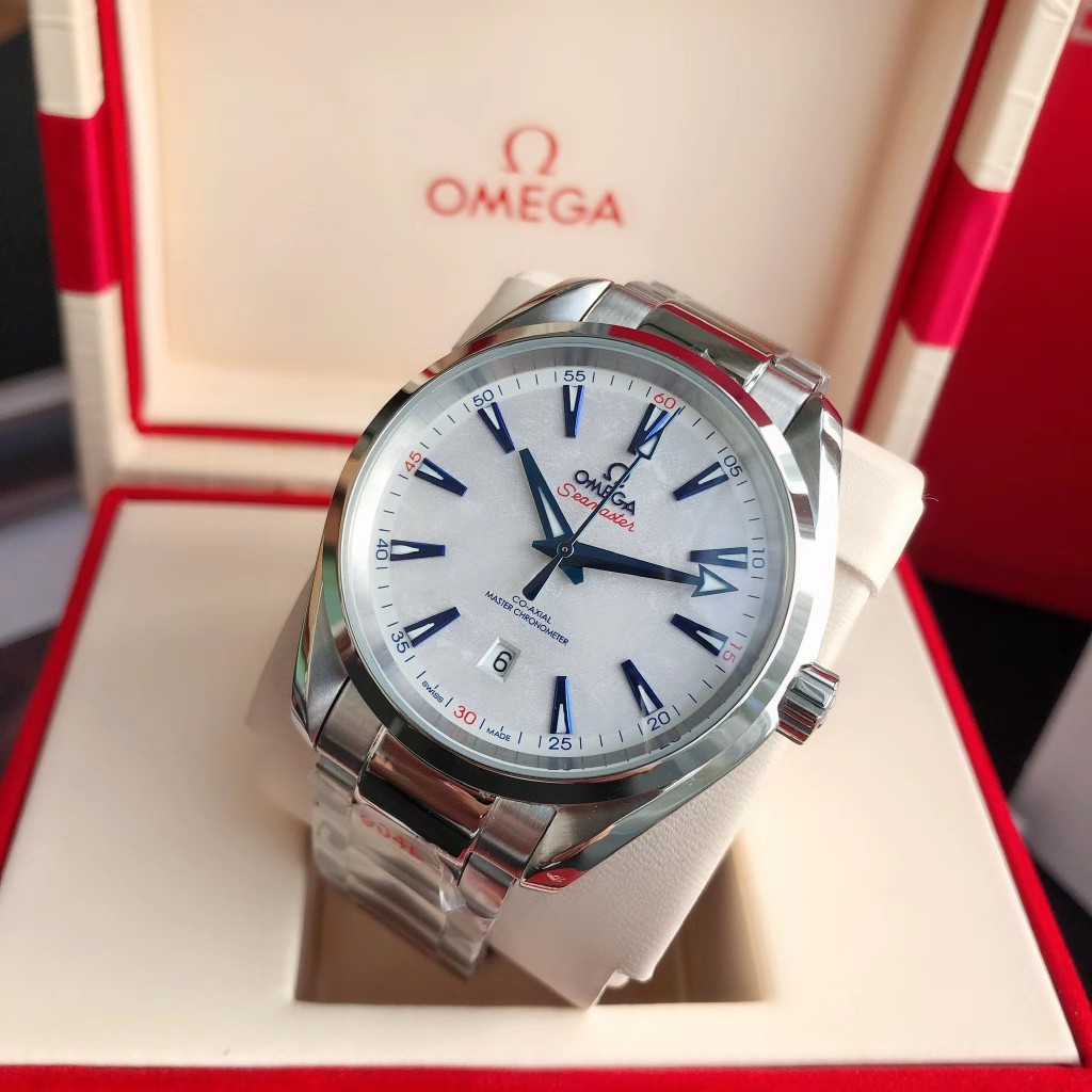 OMEGA SEAMASTER Aqua Terra Wrist Watch 8215 Movement Crystal Glass Stainless Watch Band & Case White Dial Plate Automatic Netby