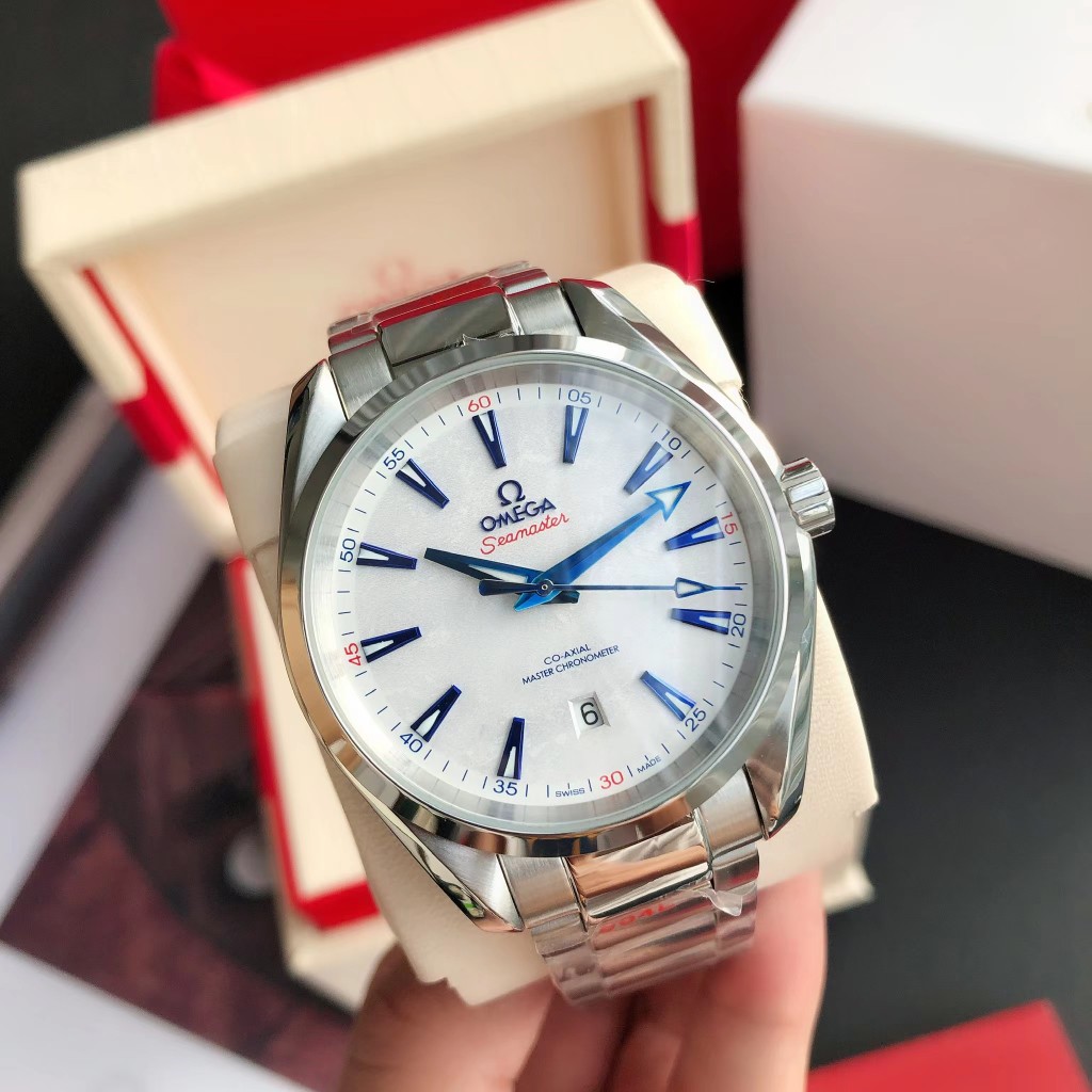 OMEGA SEAMASTER Aqua Terra Wrist Watch 8215 Movement Crystal Glass Stainless Watch Band & Case White Dial Plate Automatic Netby