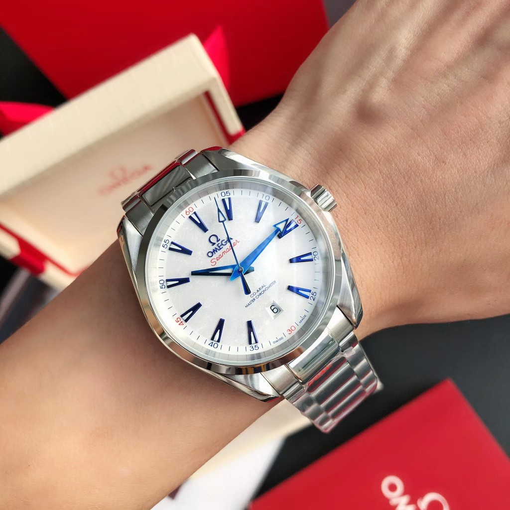 OMEGA SEAMASTER Aqua Terra Wrist Watch 8215 Movement Crystal Glass Stainless Watch Band & Case White Dial Plate Automatic Netby