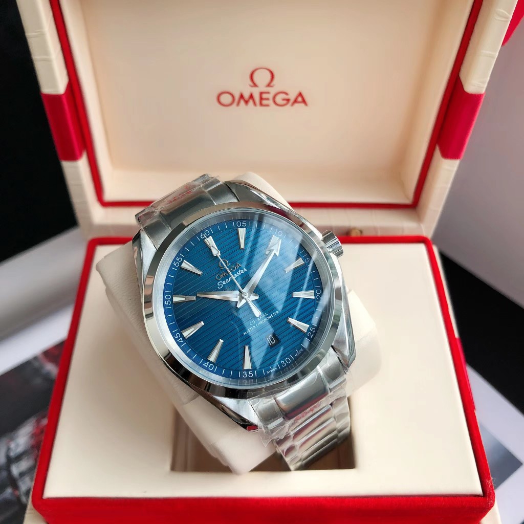OMEGA SEAMASTER Aqua Terra Wrist Watch 8215 Movement Crystal Glass Stainless Watch Band & Case Blue Dial Plate Automatic Netby