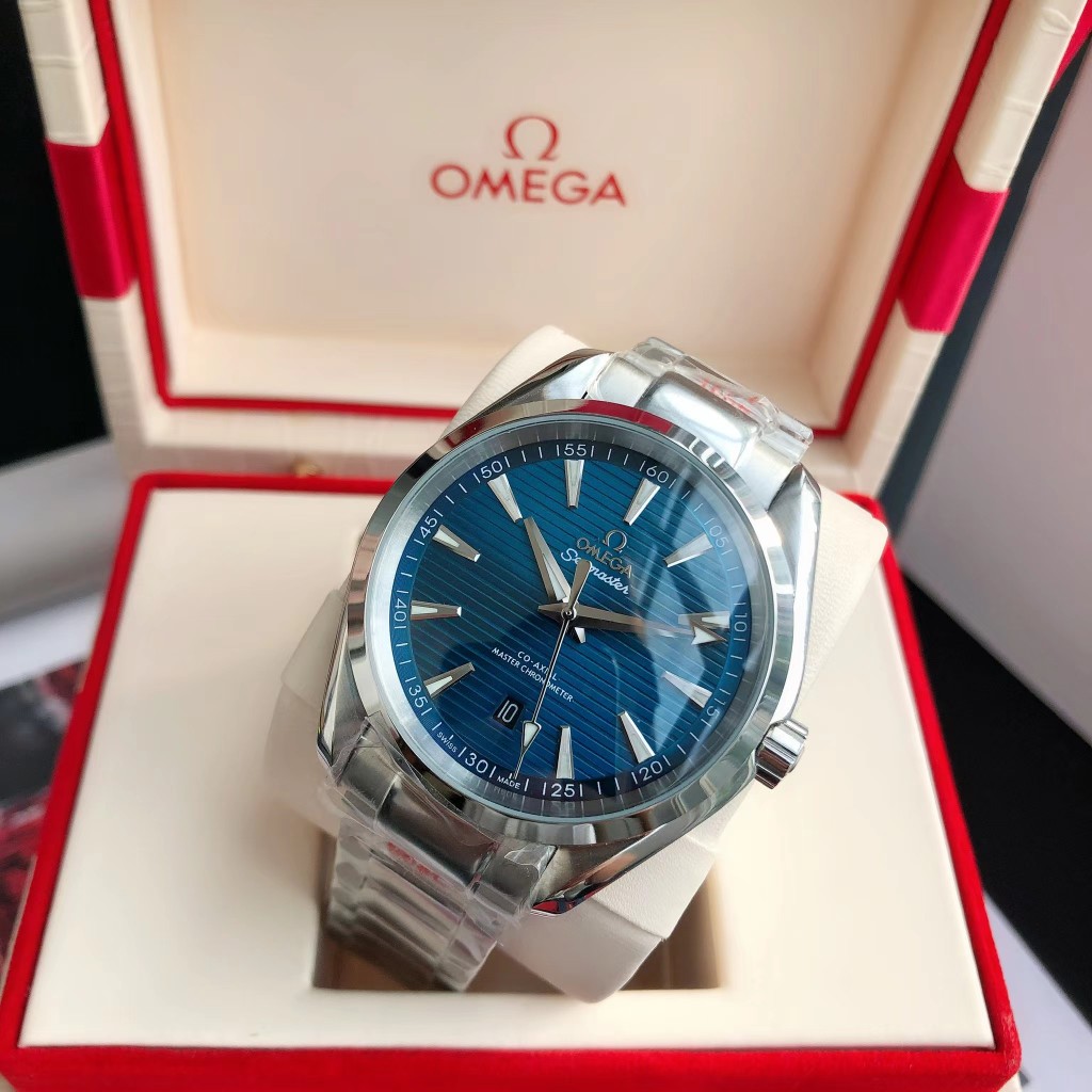 OMEGA SEAMASTER Aqua Terra Wrist Watch 8215 Movement Crystal Glass Stainless Watch Band & Case Blue Dial Plate Automatic Netby