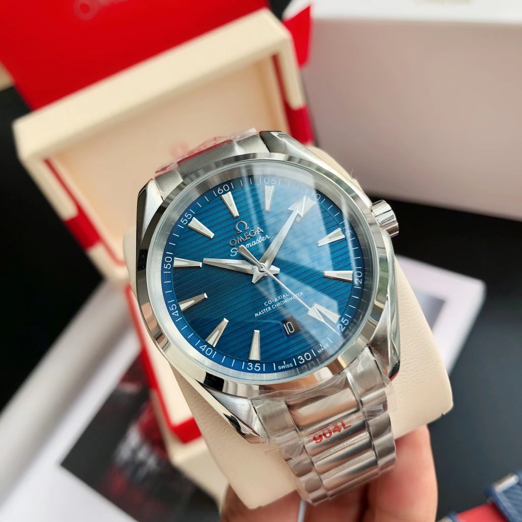 OMEGA SEAMASTER Aqua Terra Wrist Watch 8215 Movement Crystal Glass Stainless Watch Band & Case Blue Dial Plate Automatic Netby