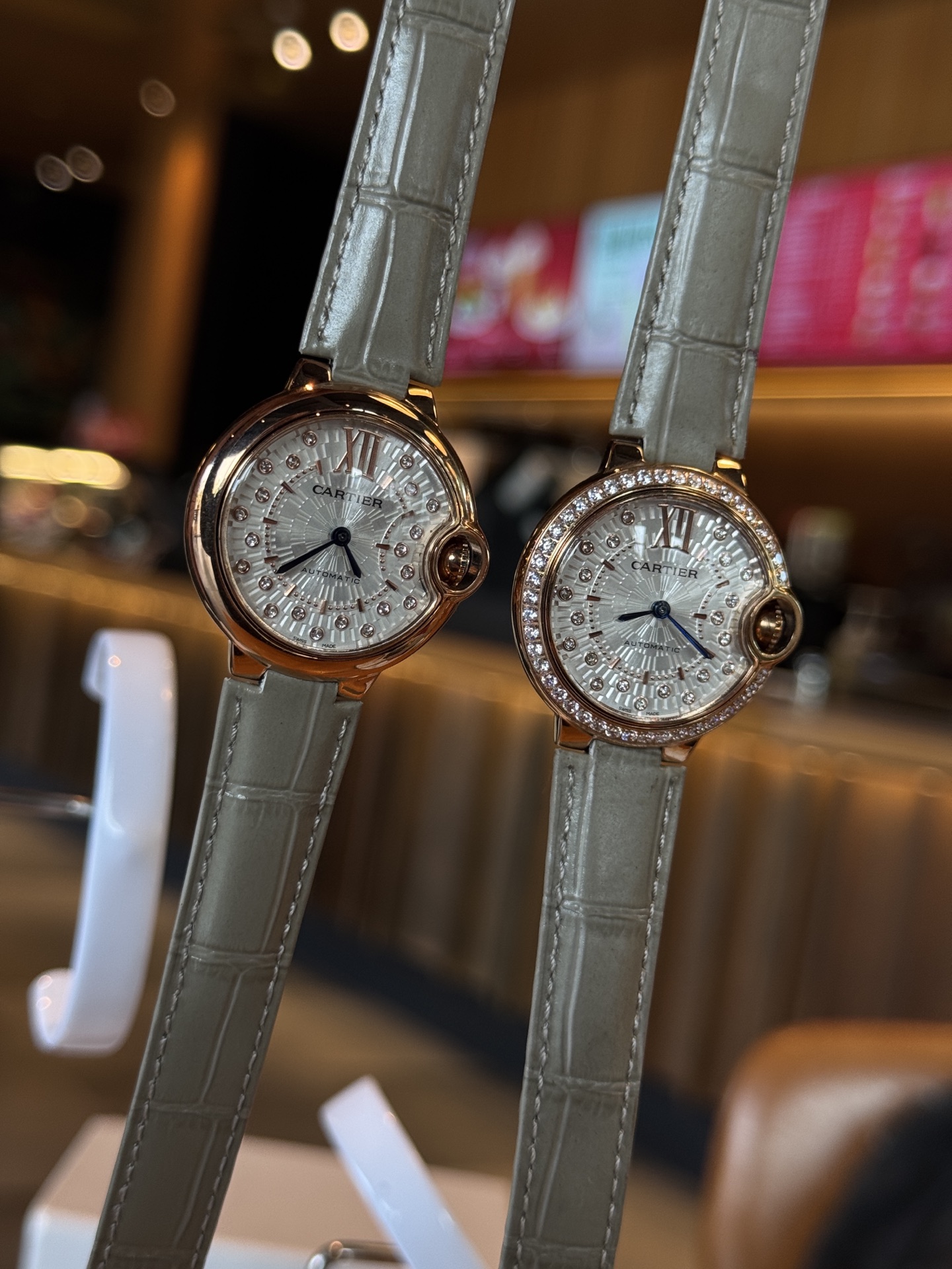 Cartier Blue Ballon Wrist Quartz Watch Fisheye Glass Leather Watch Band Golden Color Case Netby