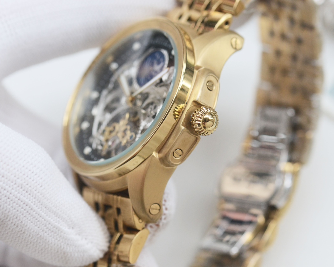 Cartier Wrist Automatic Watch Fisheye Glass Golden Color Stainless Steel Watch Band Netby