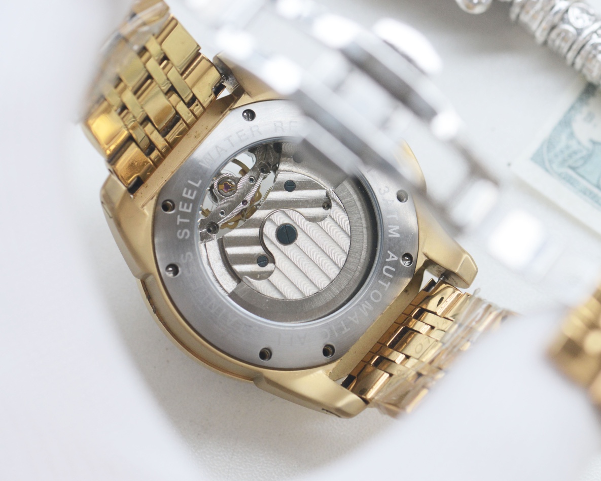 Cartier Wrist Automatic Watch Fisheye Glass Golden Color Stainless Steel Watch Band Netby