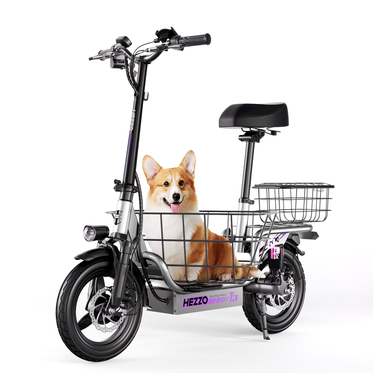 Hezzo T3 Electric Cargo Scooter- Compact, City-Friendly Commute Escooter with 500W Motor and 15Ah Quality Battery