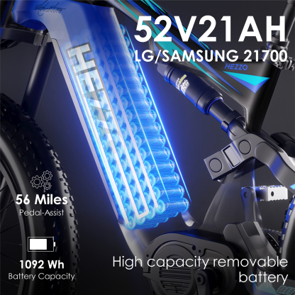 HEZZO K9 Carbon Ebike 26Inch Electric Fat Bike 52V 1000W Mid-Drive 21Ah SAMSUNG/LG Offroad Emtb