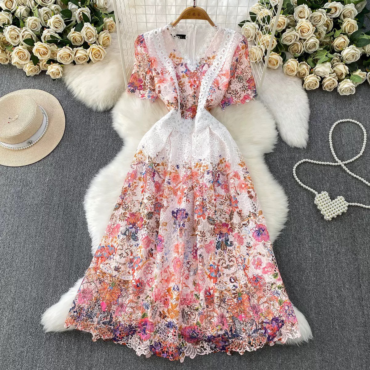 8272. LACE DRESS EXCLUSIVE WHITE FLOWER