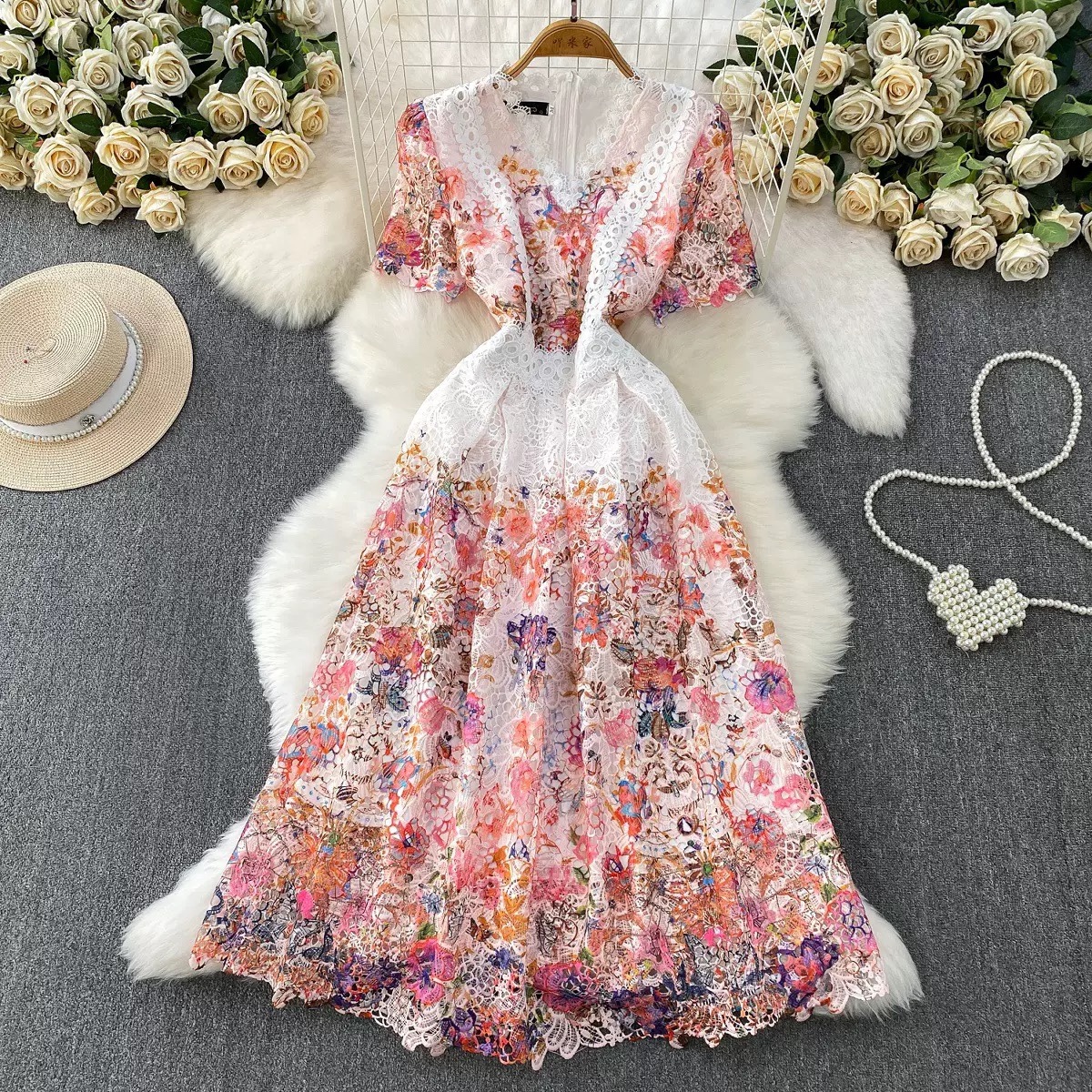 8272. LACE DRESS EXCLUSIVE WHITE FLOWER