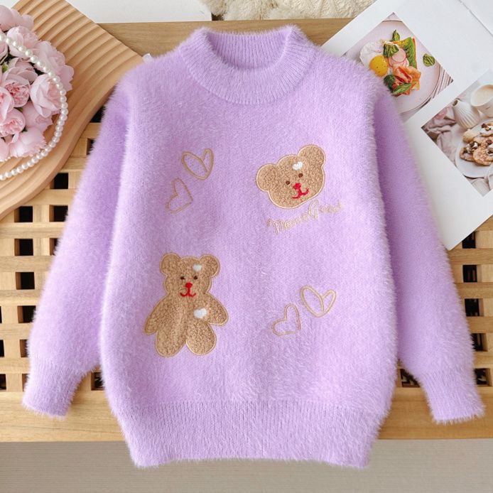 K515. BABY SWEATER BEAR PURPLE