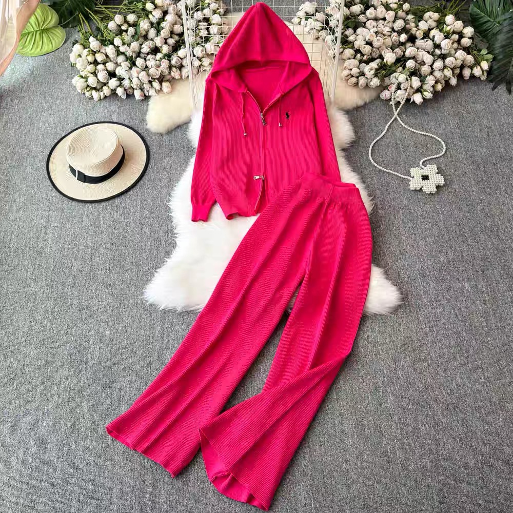 6918. SET LONG PANT KNITTED PINK DT