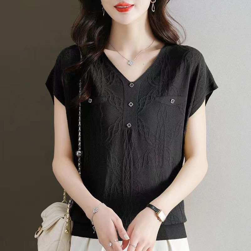 C773. BLACK SHORT SLEEVES TOP