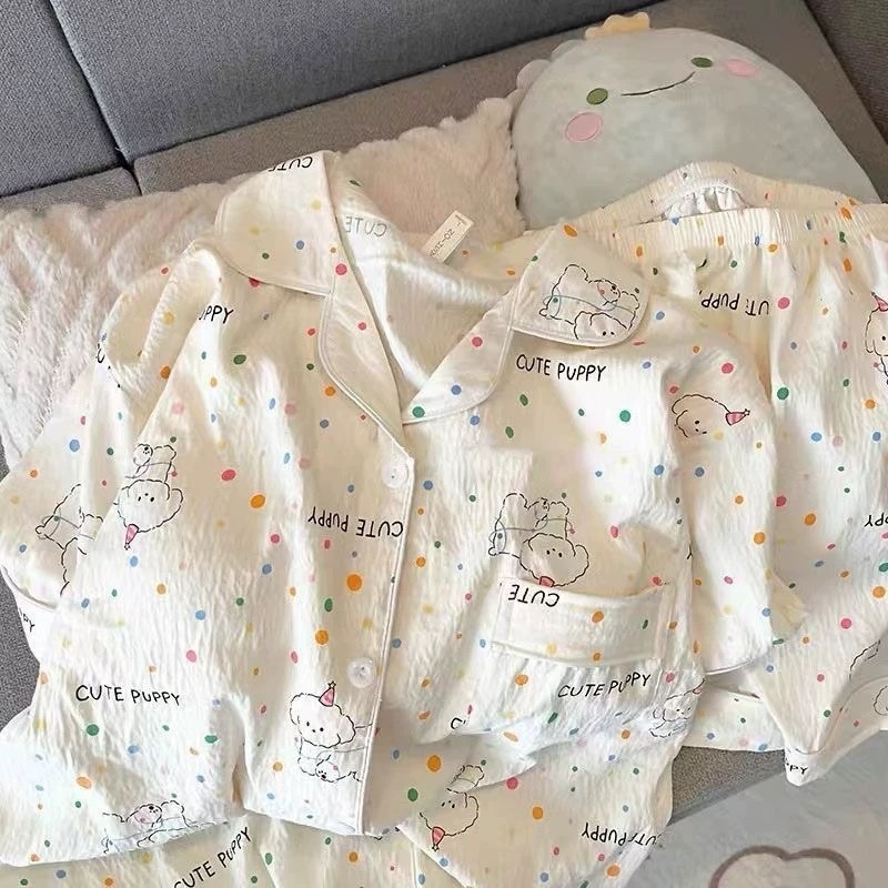 S293. SLEEPWEAR CUTE PUPPY WHITE