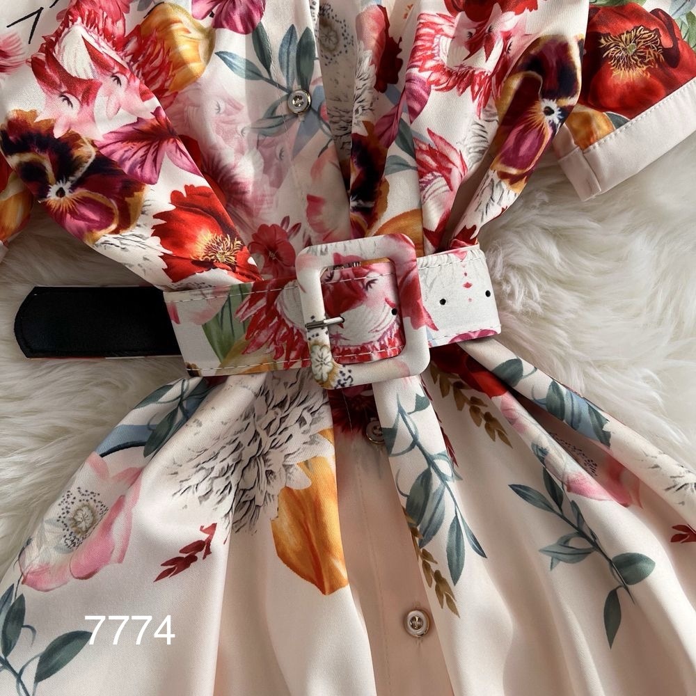 7774. FLOWER LONG DRESS  (exclusive)