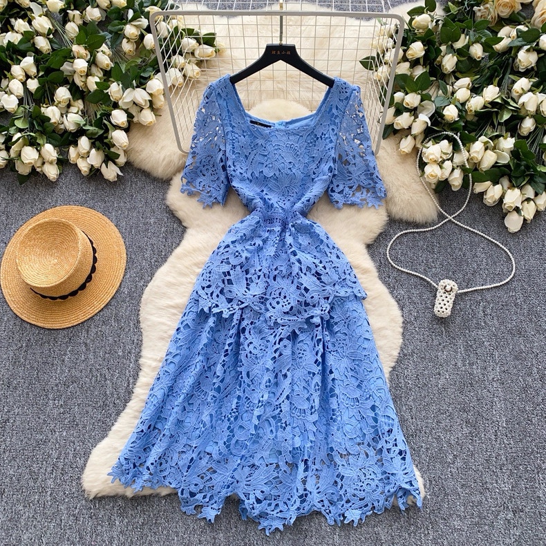 7864. BLUE LONG DRESS