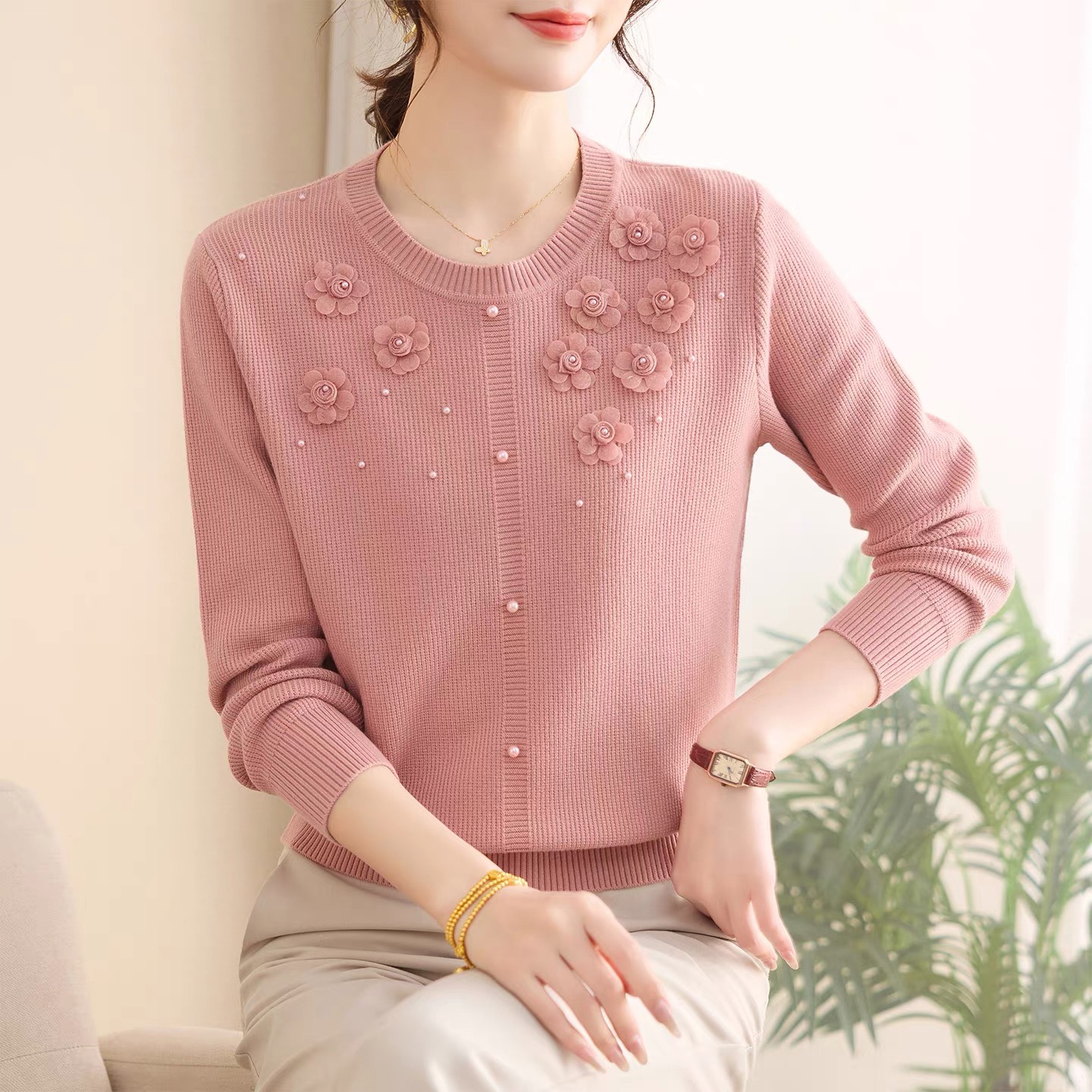 C1257. MONGTOGHI TOP LONG SLEEVES PINK