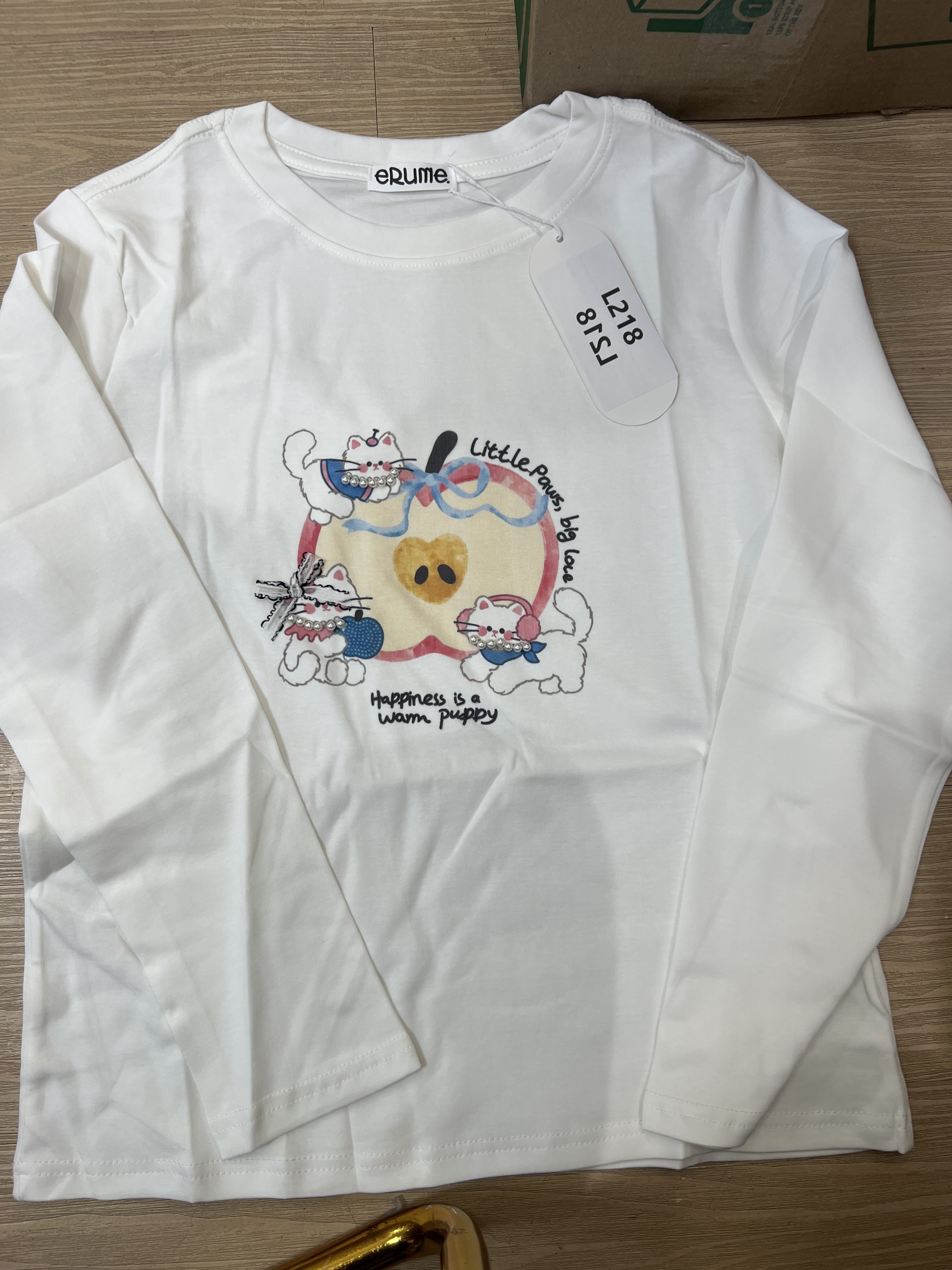 L218. LONGTEE (THICK) WHITE APPLE 3CATS