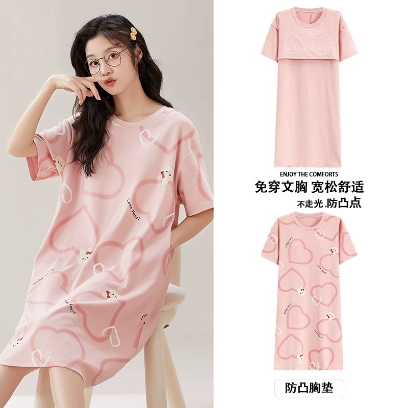 S268. SLEEPWEAR DRESS HEART PINK