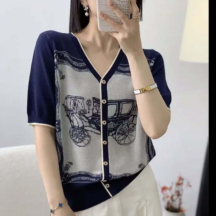 C790. BLUE SHORT SLEEVES TOP
