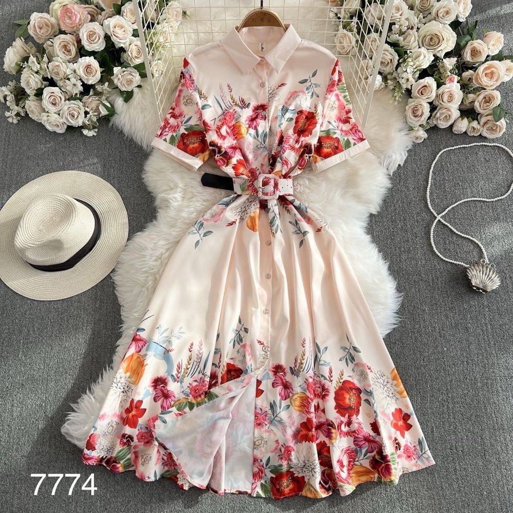 7774. FLOWER LONG DRESS  (exclusive)