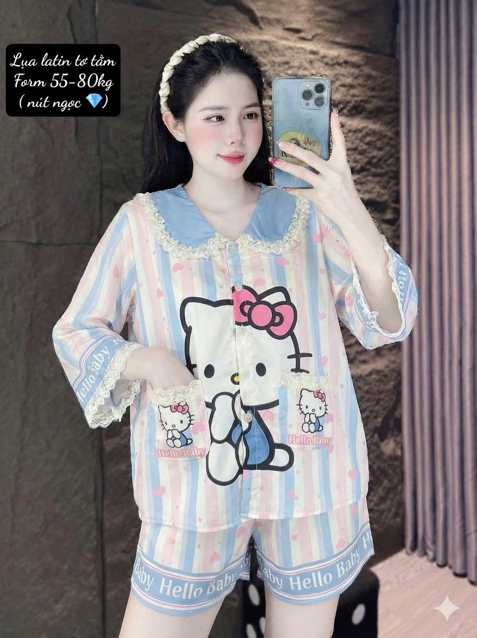 V1024. SLEEPWEAR HELLO KITTY BLUE BABY