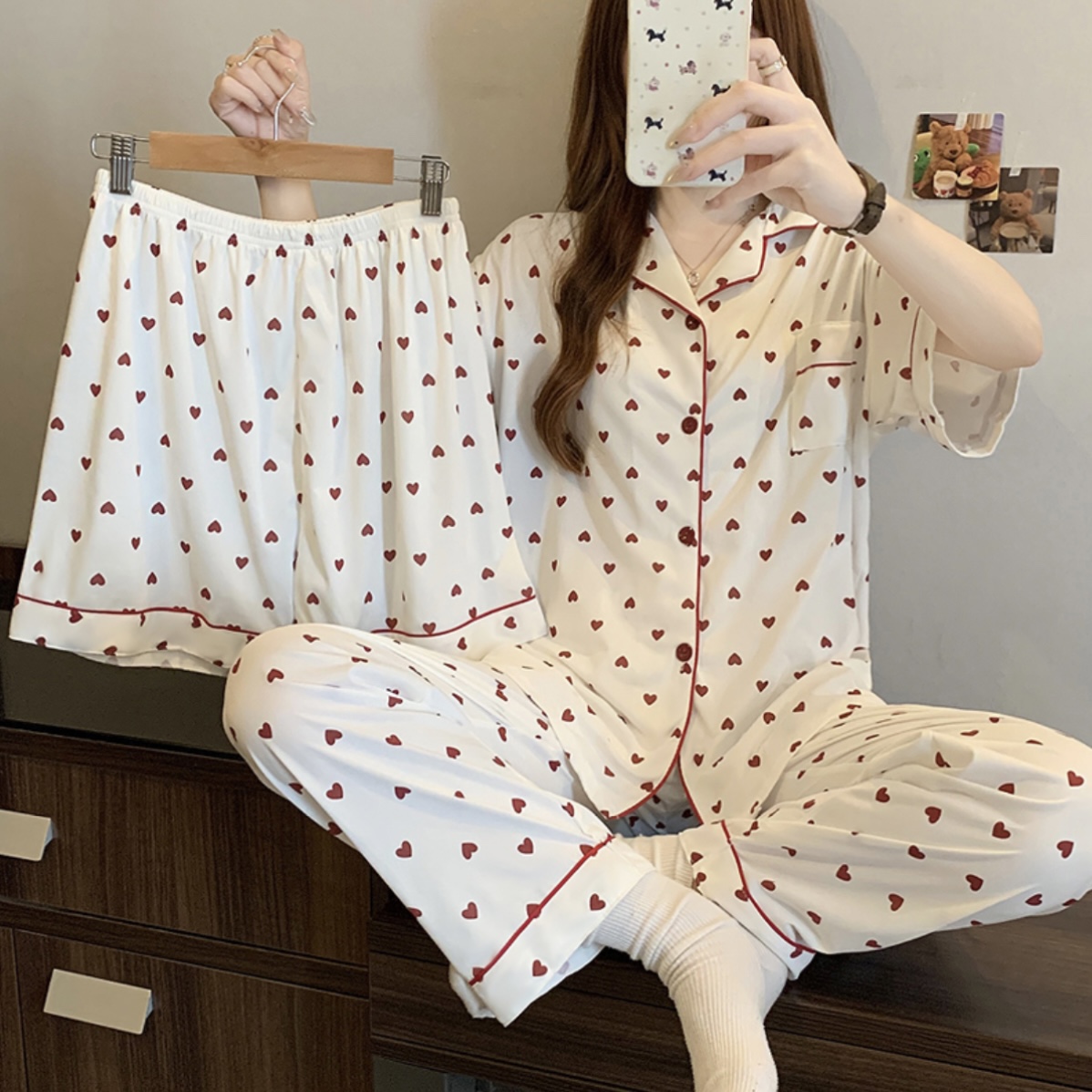 S195. SLEEPWEAR HEART WHITE