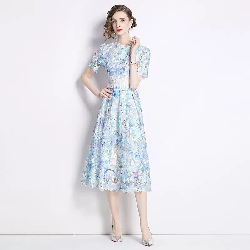 8294. LACE DRESS EXCLUSIVE BLUE