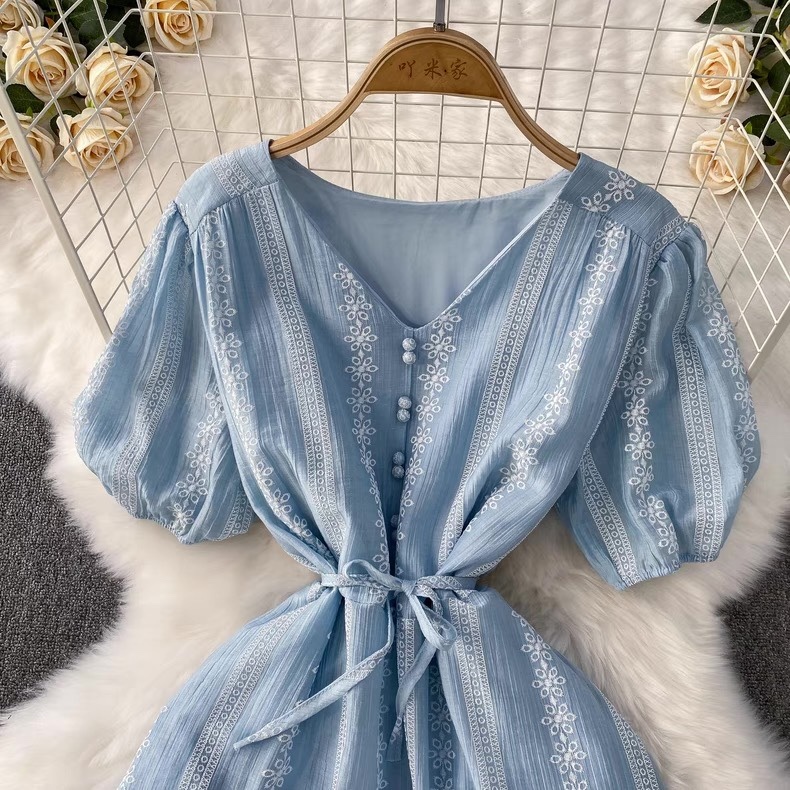 7829. BLUE LONG DRESS