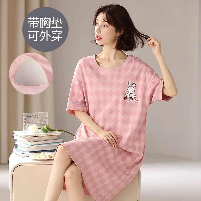 S244. SLEEPWEAR DRESS RABBIT PINK