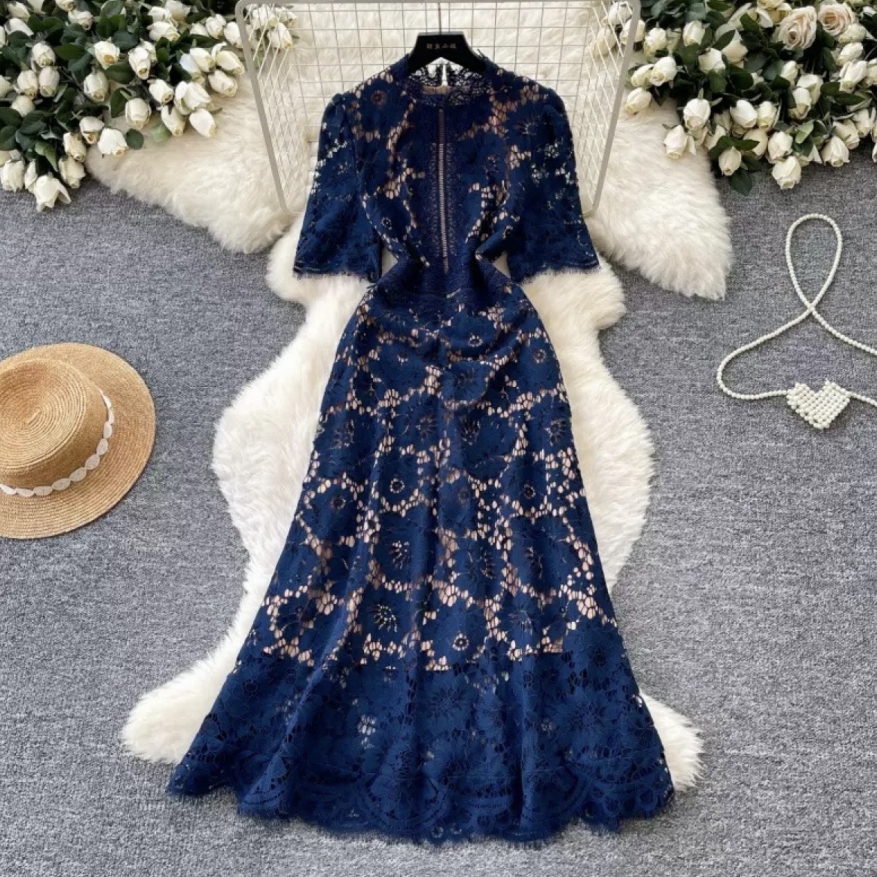 8397. LACE DRESS EXCLUSIVE BLUE