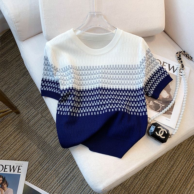 C726. BLUE SHORT SLEEVES TOP