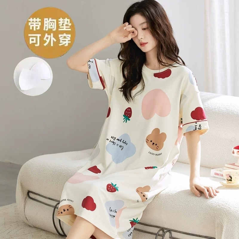 S270. SLEEPWEAR DRESS STRAWBERRY PINK