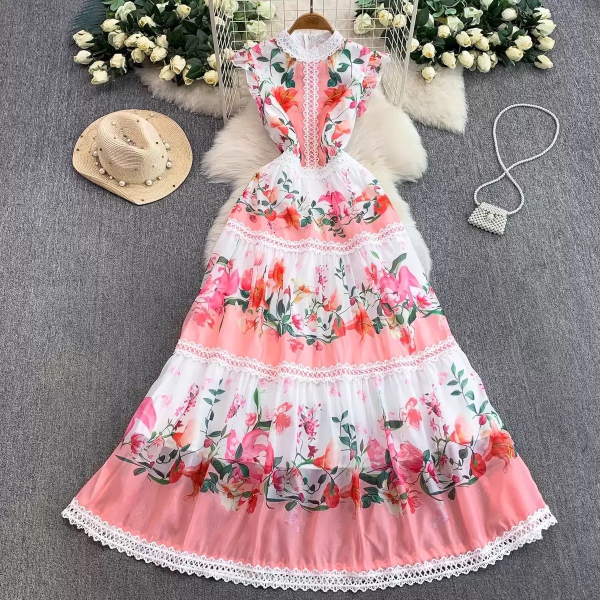 8304. LACE DRESS EXCLUSIVE PINK